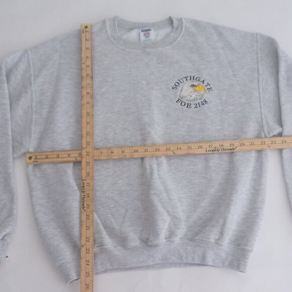 VTG '90S Jerzees Gray American Legion Auxiliary Eagle Southgate Foe 2148 Sweater - Picture 3 of 9